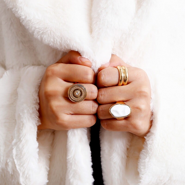 Personality irregular stone geometric ring PW924