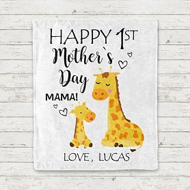 Custom Giraffe Mother's Day Cozy Plush Fleece Blanket PW019