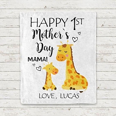 Custom Giraffe Mother's Day Cozy Plush Fleece Blanket PW019