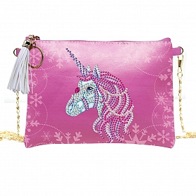 DIY Pink Leather Shoulder Bag Diamond Painting Unicorn PW633