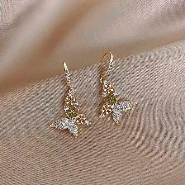 Crystal Butterfly & Flower Earrings PWB546