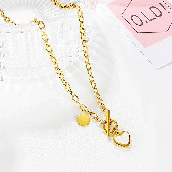 Circular Heart Clavicle Chain PWB056