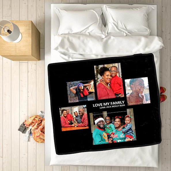 Custom Family Blankets Personalized Collage Blankets with 5 Photos PW514