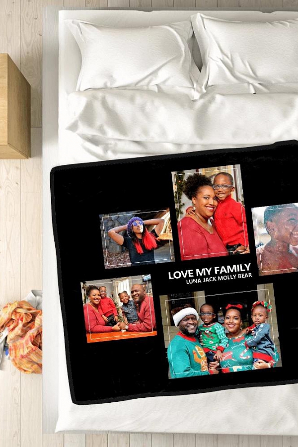 Custom Family Blankets Personalized Collage Blankets with 5 Photos