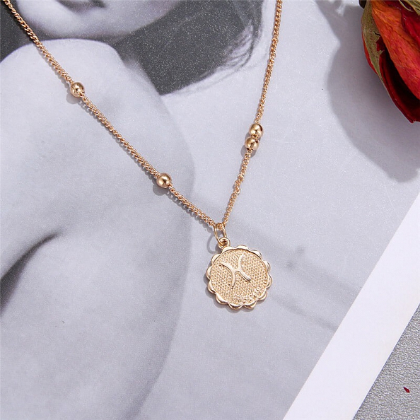 12 Constellations Coin Pendants Necklace  PW884