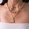 Lock Key Pendant Punk Long Chain  Layered Necklace PW828
