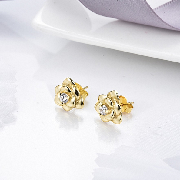 Charming Rose Flower Stud Earrings PWB450
