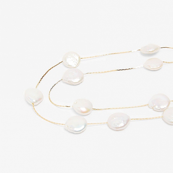 Double layers round slice necklace PW939