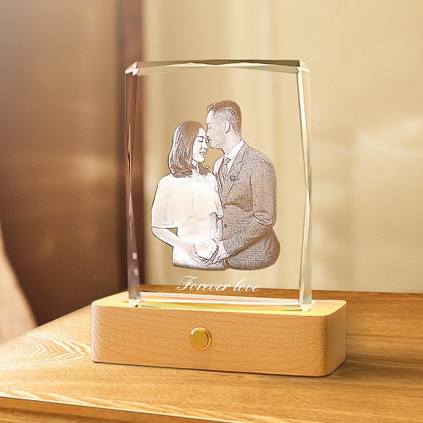 9K Crystal Natural Beech Custom Lamp with Photos PW290