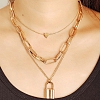 Lock Key Pendant Punk Long Chain  Layered Necklace PW828
