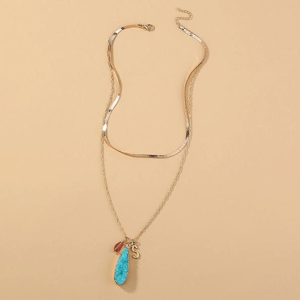 Multi-Layer Water Drop Pendant Necklace PW934