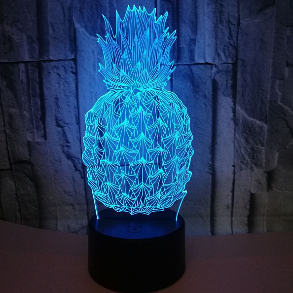 3D Pineapple Illusion Lamp Gift 7/16 Colors PW546
