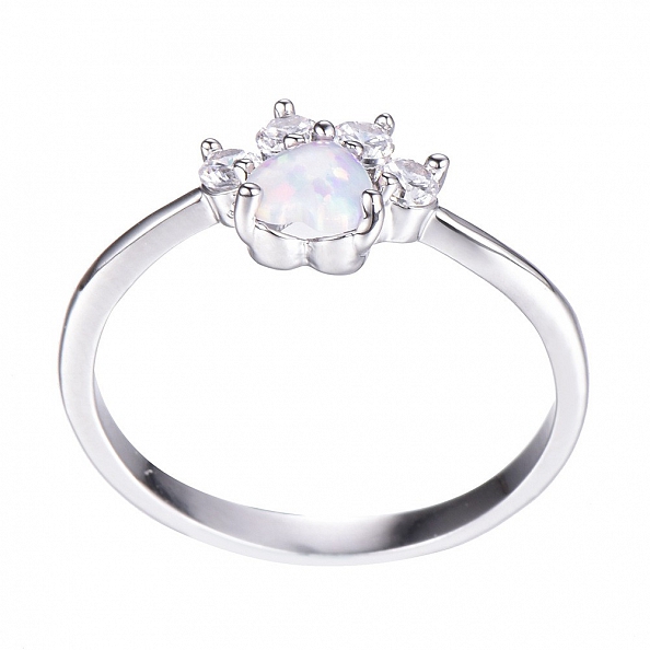 Opal & Crystal Paw Ring PWB315