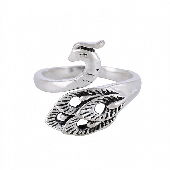 Silver Peacock Charm Ring PWB533