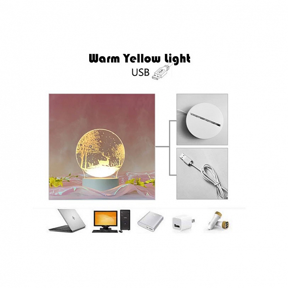 3D Illusion Lamp Forever Love Acrylic LED Night Light Gift PW575