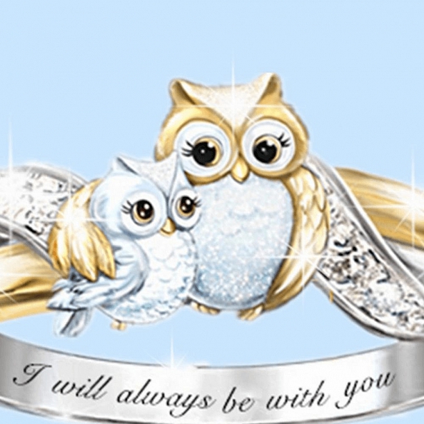 Cute Owl Crystal Ring PWB004