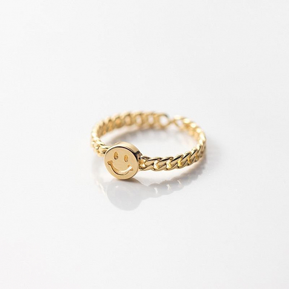 Smile Face Chain Link Ring PWB553