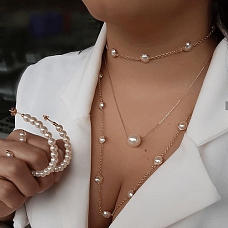 Multilayer Pearl Clavicle Necklace PWB015
