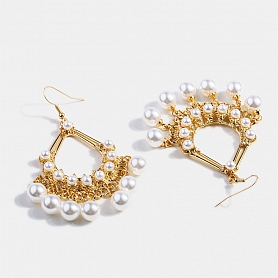 Classic Geometric Pearl Pendant Earrings PWB032