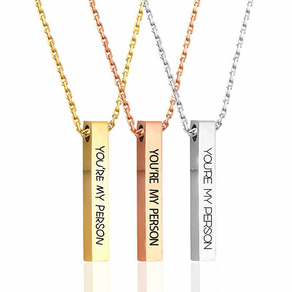 4 Sides Custom Name Bar Necklace PWB026