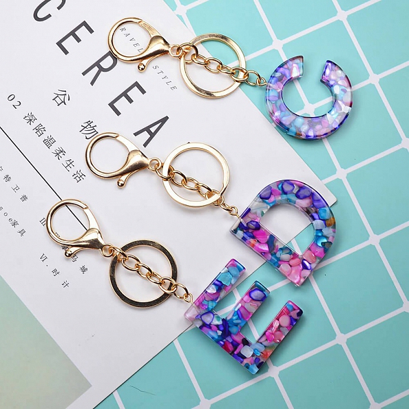 Sparkly Glitter A-Z Letter Initial Keychain PW893