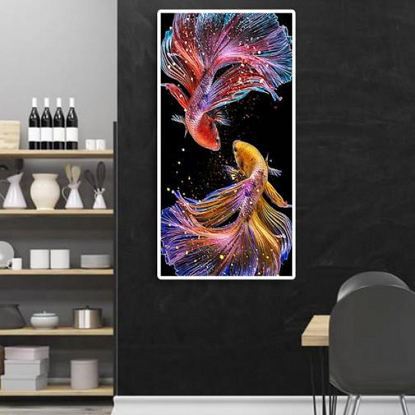 5D DIY Diamond Painting Colorful Fish Full Round Drill Embroidery Home Art PW597