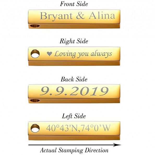 4 Sides Custom Name Bar Necklace PWB026