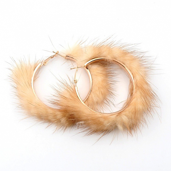 Mink fur big hoop Earrings PWB076