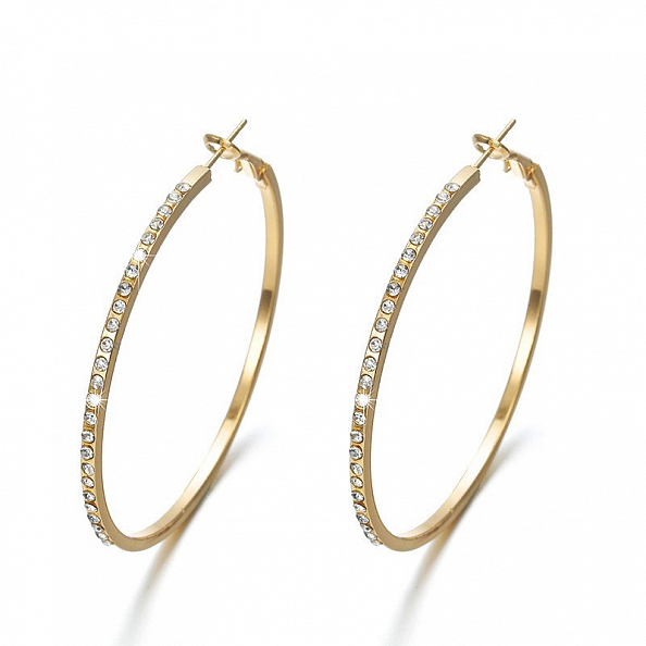 Shiny Zircon Hoop Earrings PWB289