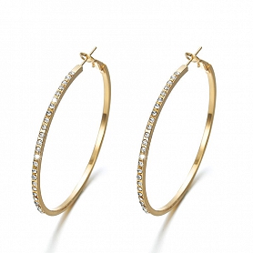 Shiny Zircon Hoop Earrings PWB289