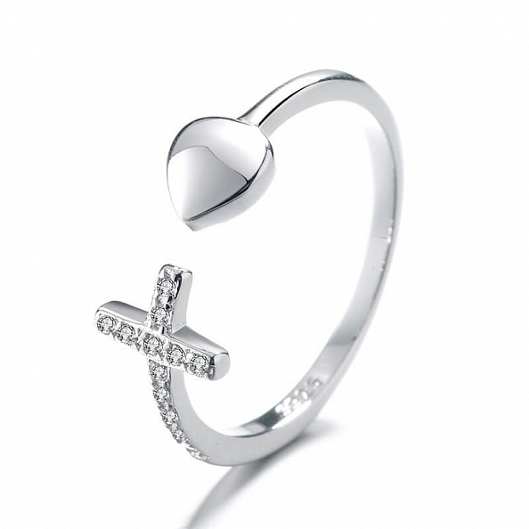I CAN DO ALL THINGS THROUGH CHRIST WHO STRENGTHENS ME CROSS & HEART RING PWB415