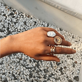 Personality irregular stone geometric ring PW924