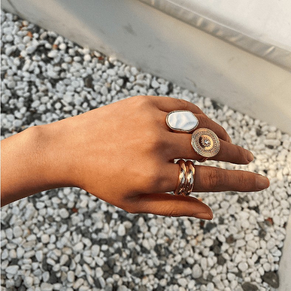 Personality irregular stone geometric ring PW924