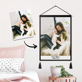 Custom Tapestry Personalized Photo Tapestry Engraving Wall Decor Hanging Fabric Tapestry Poster Baby Name & Birthdate PW258