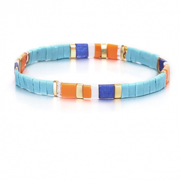 Elastic square beaded bracelet PWB083