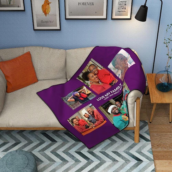 Custom Family Blankets Personalized Collage Blankets with 5 Photos PW514