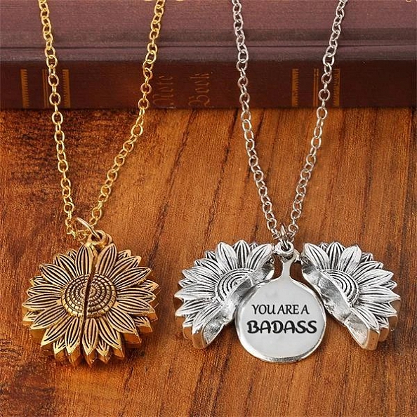 YOU ARE A BADASS SUNFLOWER NECKLACE PWB039