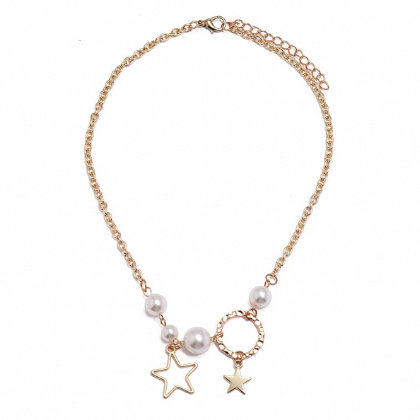 Simple elegant star pearl necklace PWB138