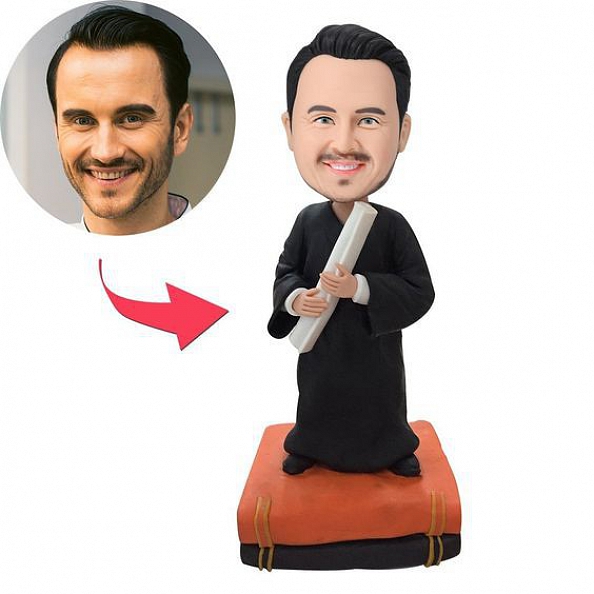 Male Graduate With Books Custom Bobblehead PW392