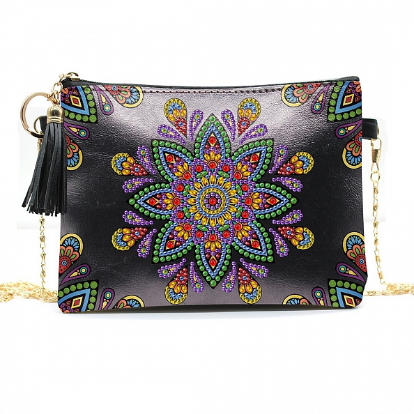 DIY Leather Shoulder Bag Diamond Painting Flowers PW637