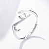 S925 Sterling Silver Cute Naughty Cat Ring PWB427