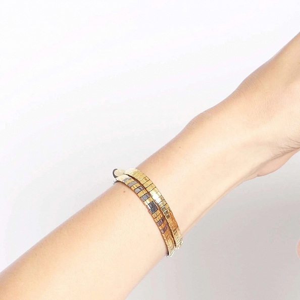 Elastic square beaded bracelet PWB083