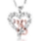 S925 Sterling Silver Double Heart Mom Necklace PWB341