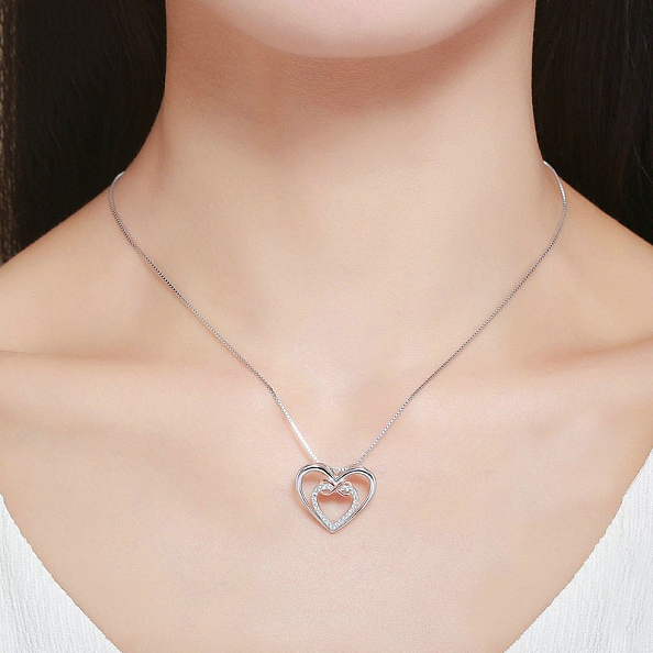 Infinity and Heart Paving Necklace PWB391