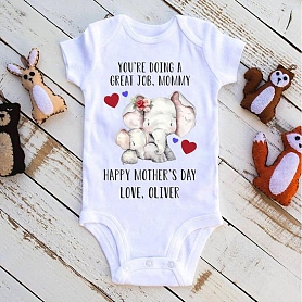 Custom Elephant Mother's Day Baby Bodysuits PW148