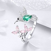925 Sterling Silver Bird & Flower Ring PWB465