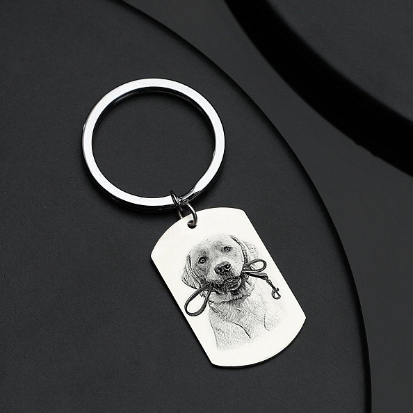 Custom photo engraved stainless steel key chain PW344