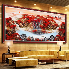 5D DIY Full Drill Diamond Painting Red Mountain Cross Stitch Embroidery Kit（80*30CM ） PW594