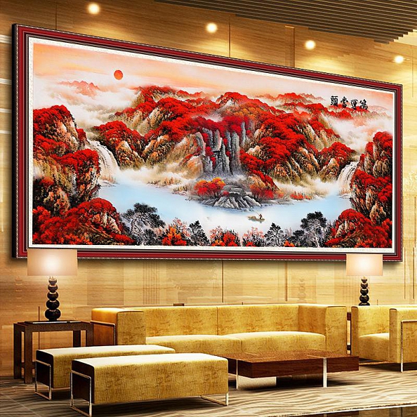 5D DIY Full Drill Diamond Painting Red Mountain Cross Stitch Embroidery Kit（80*30CM ） PW594