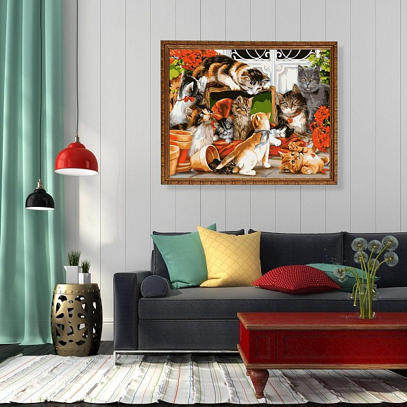 DIY Paint By Number Kits-Lovely Cats (40*50 CM) PW616